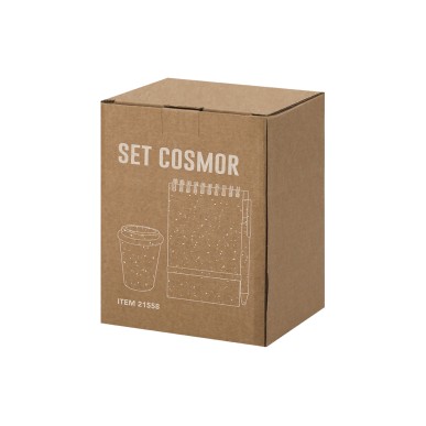 Cosmor - Trinkbecher PP, 370 ml. Notizblock Weizenstroh/ PP, Flexibler