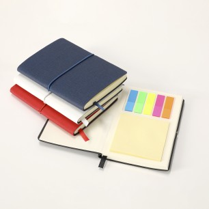 Vierax - Flexibler Einband. 80 Blätter. 25 Haftnotizen 7,5 x 7,5 cm. 125 Mini Haftnotizen 1,2 x 4,5 cm | Reclycling PU