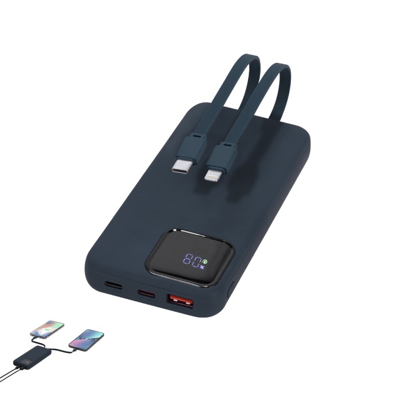 Fatuox - 10000 mAh. 2 Typ C Ausgänge und Eingang. 1 USB Ausgänge. Anschluss Micro USB und Lightning | Recycling ABS Fatuox - 10000 mAh. 2 Typ C Ausgänge und Eingang. 1 USB Ausgänge. Anschluss Micro USB und Lightning | Recycling ABS