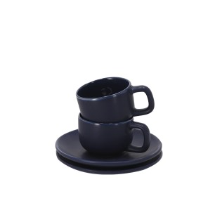 Freyat - 2 Tasses 85 ml. 2 Sous-Verre | Céramique