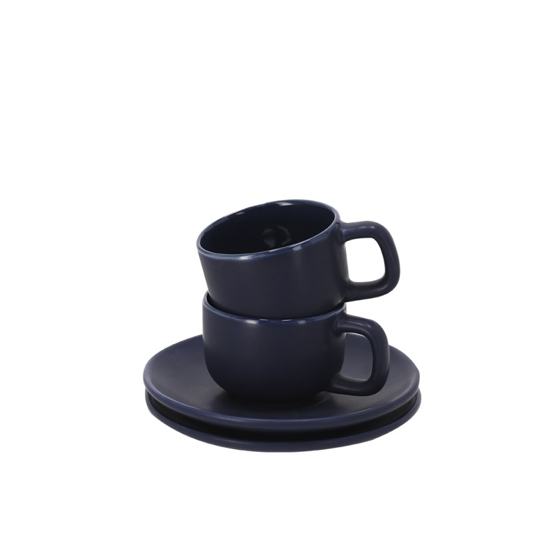 Freyat - 2 Tasses 85 ml. 2 Sous-Verre | Céramique