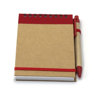 Ecocard - Hardcover-Abdeckung. 70 Blätter. Reclycling Pappe Kugelschre