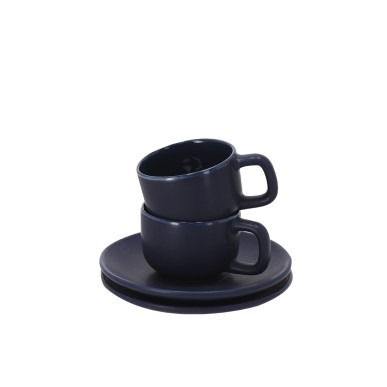 Freyat - 2 Tasses 85 ml. 2 Sous-Verre | Céramique
