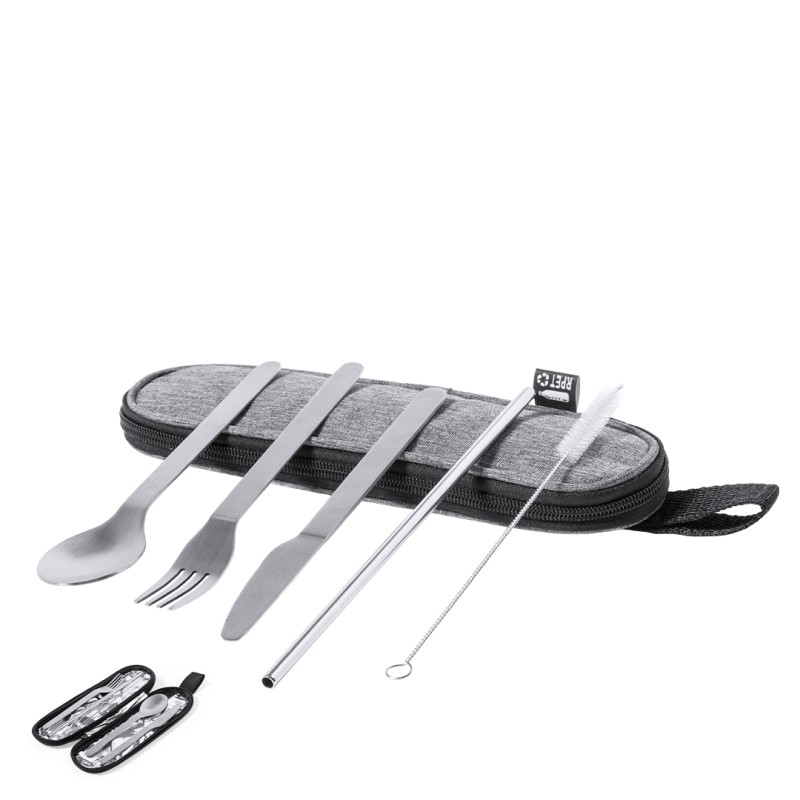 Tailung - 5 Pièces. Étui Polyester RPET | Acier Inox Tailung - 5 Pièces. Étui Polyester RPET | Acier Inox
