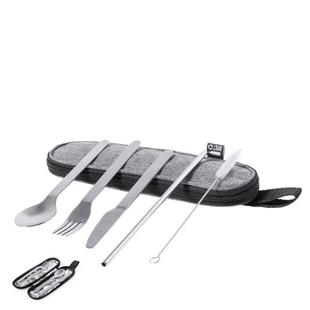 Tailung - 5 Pièces. Étui Polyester RPET | Acier Inox