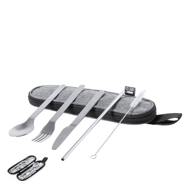 Tailung - 5 Pièces. Étui Polyester RPET | Acier Inox