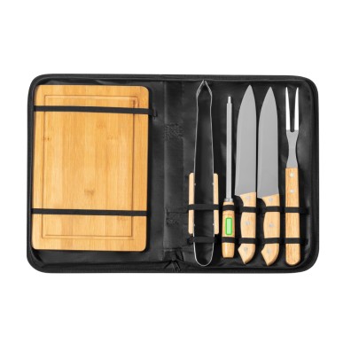 Craxton - 6 Accessoires. Étui Polyester | Bois/ Acier Inox/ Bambou
