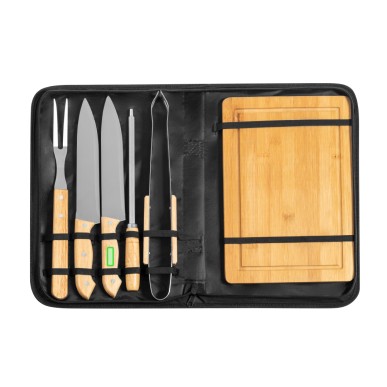 Craxton - 6 Accessoires. Étui Polyester | Bois/ Acier Inox/ Bambou