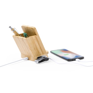Bloxem - Chargeur Sans Fil 5W. 4 Ports. USB 2.0 | Bambou
