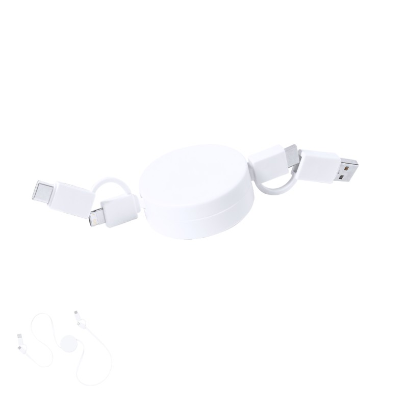 Kiotex - Convient au transfert de données. Câble Extensible. Connexion Micro USB, Type C et Lightning 9V DC 2.1A